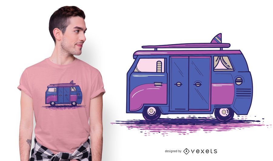 Colored Camper Van T-shirt Design Colored Camper Van T-shirt Design