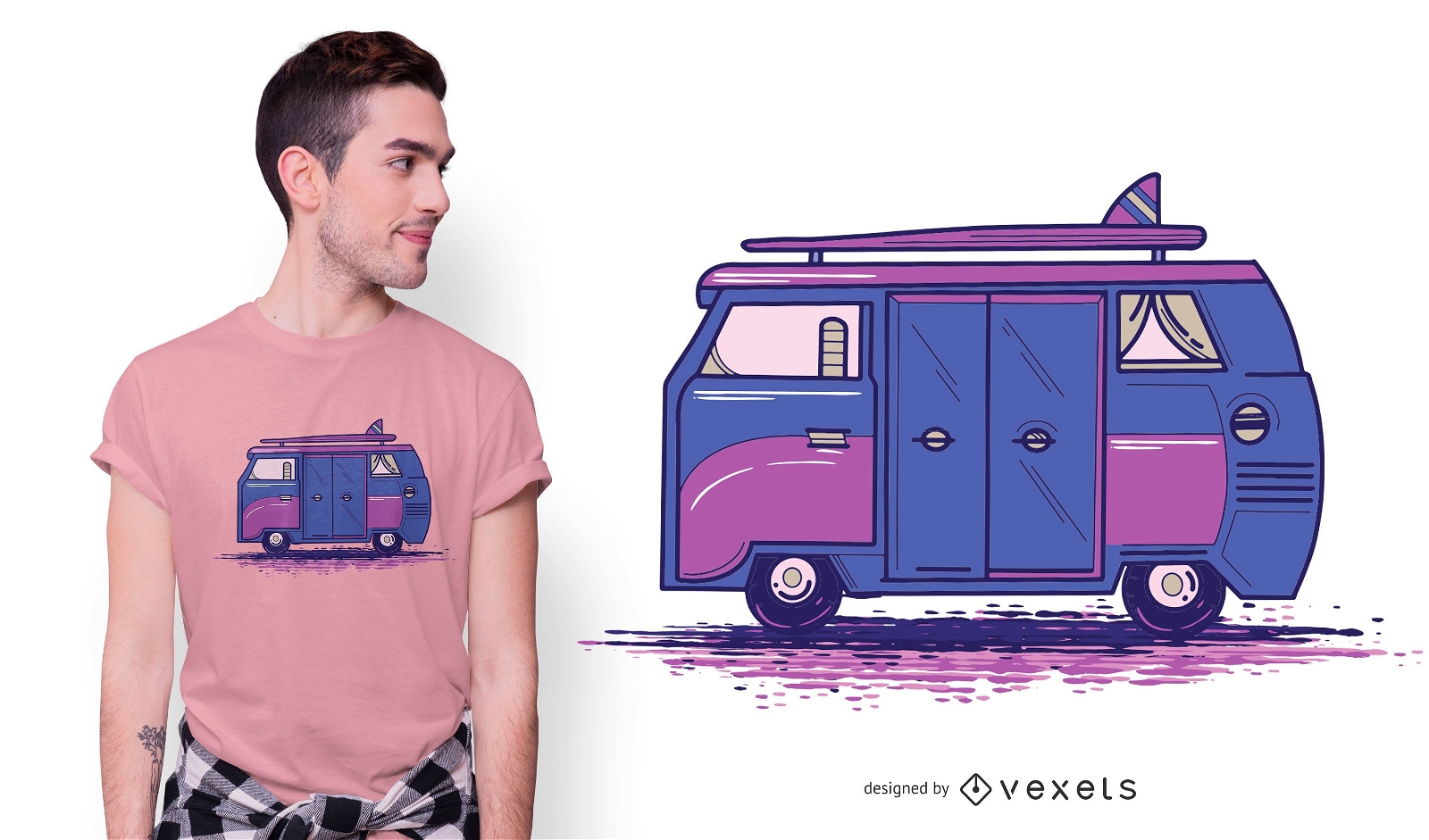 Farbiges Camper Van T-Shirt Design
