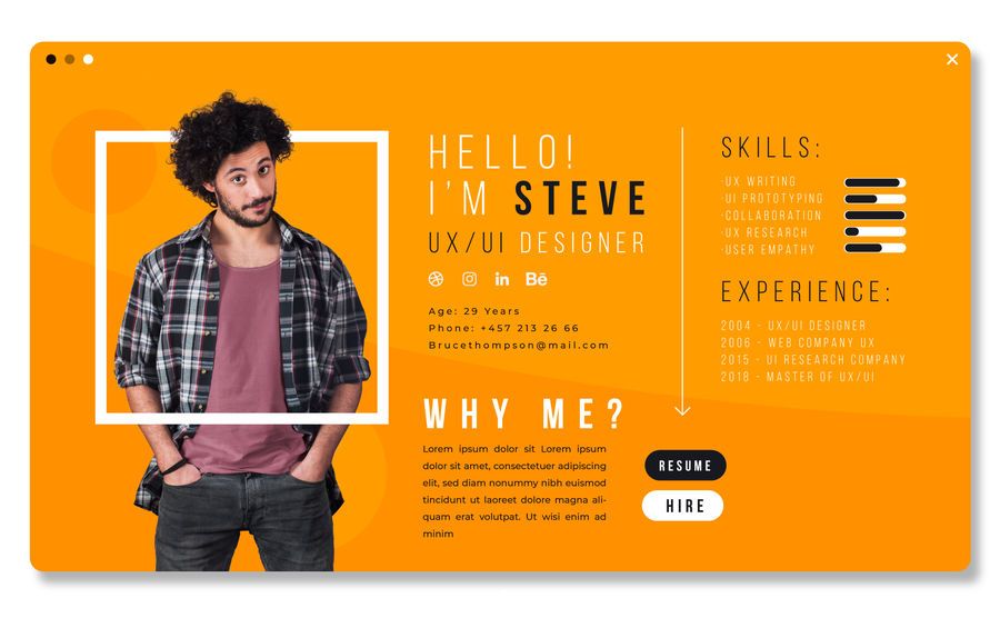 Diseño de plantilla de CV de UX Designer Diseño de plantilla de CV de UX Designer