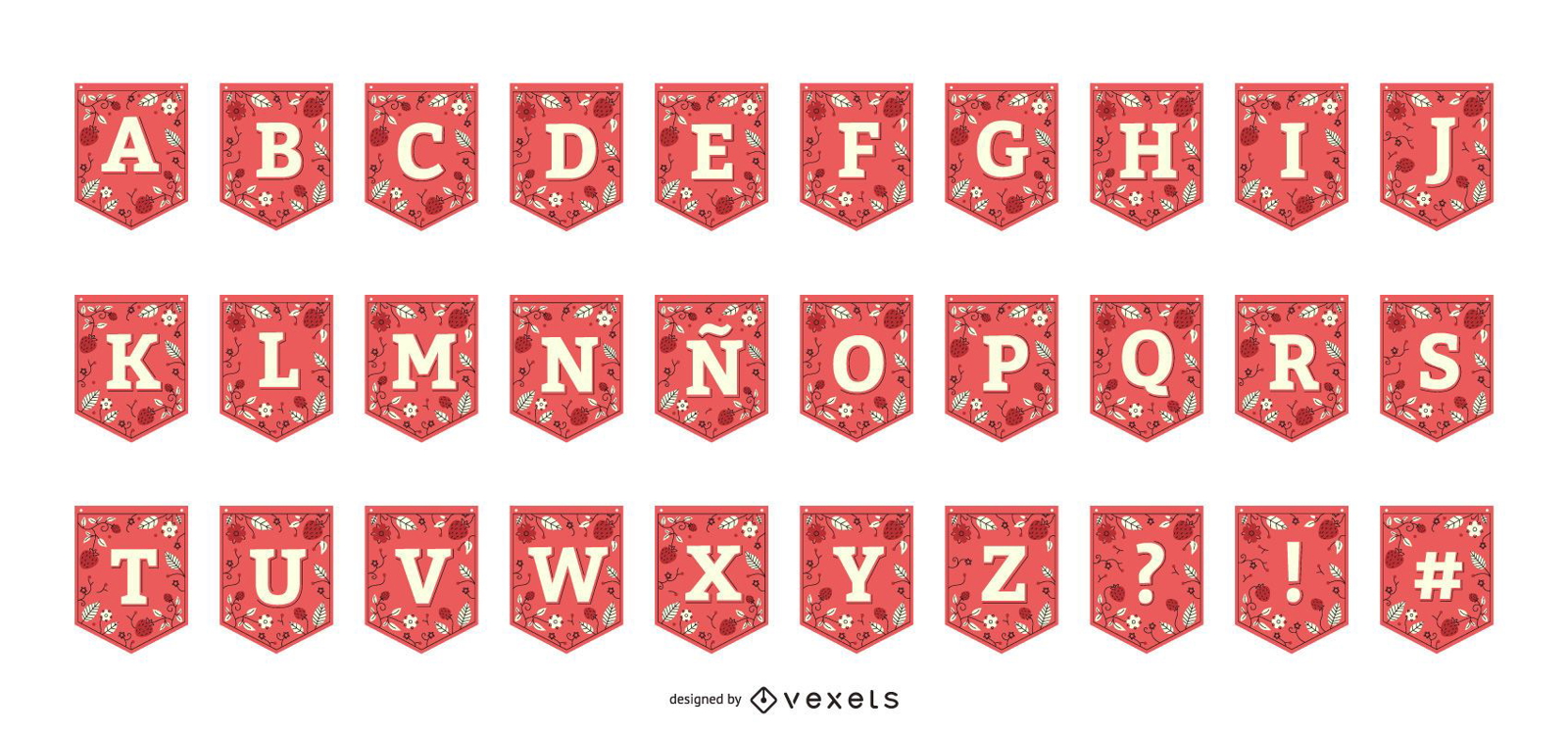 Coleção do alfabeto do banner Strawberry Garland