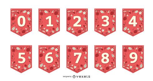 Conjunto de números de banner Strawberry Garland