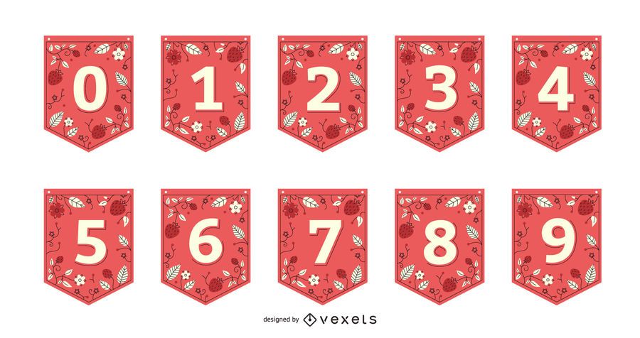 Strawberry Garland Banner Number Set Strawberry Garland Banner Number Set