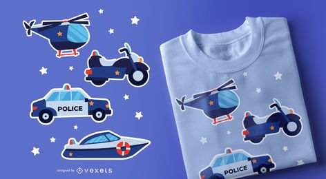 Police vehicles t-shirt design Police vehicles t-shirt design