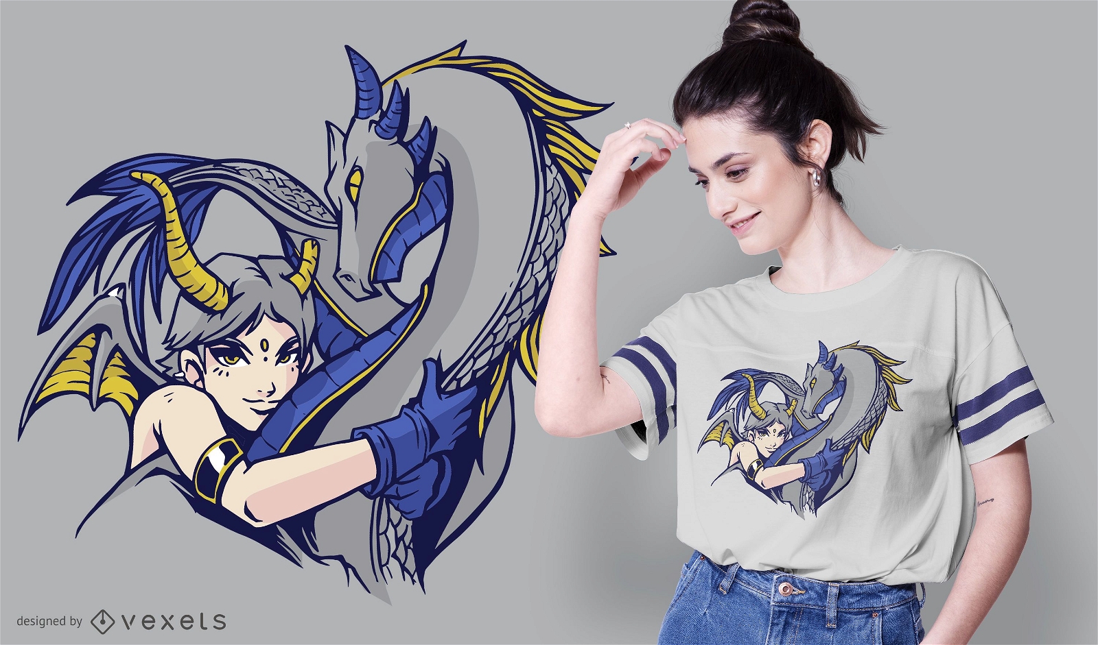 Design de camiseta com abraço de dragão