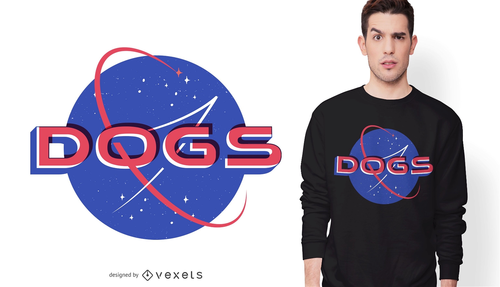 Dise?o de camiseta de perros espaciales.