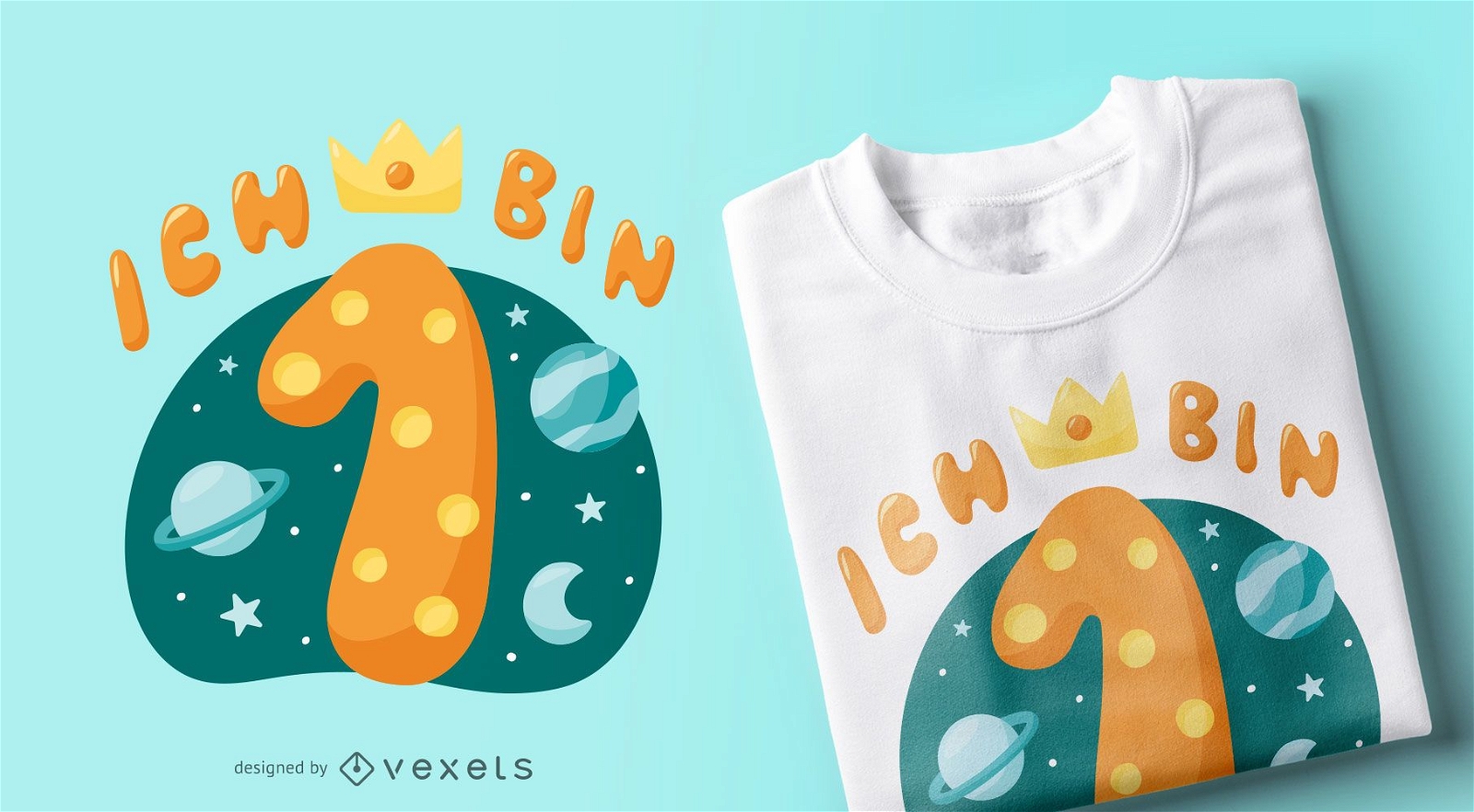 One year old space t-shirt design