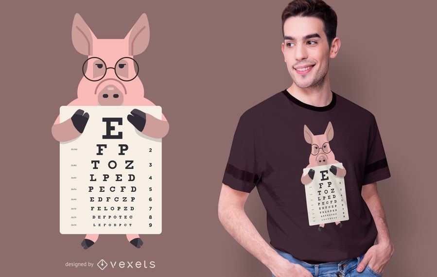 Pig eye chart t-shirt design Pig eye chart t-shirt design