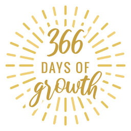 Etiqueta engomada de la insignia de 366 días de crecimiento. Diseño PNG