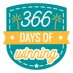 366 dias ganhando adesivo de emblema de fogo de artifício Desenho PNG