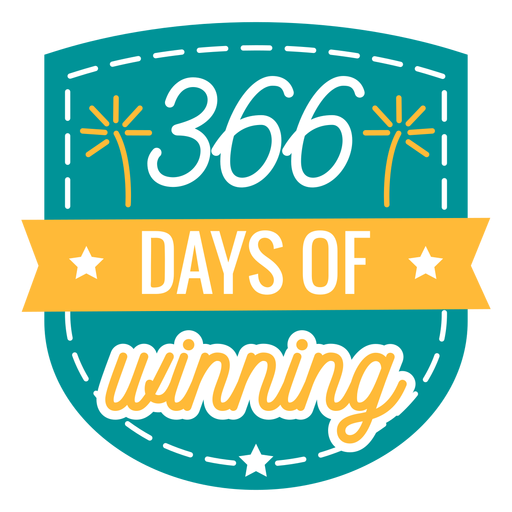 366 Tage nach dem Gewinn des Feuerwerksabzeichenaufklebers PNG-Design