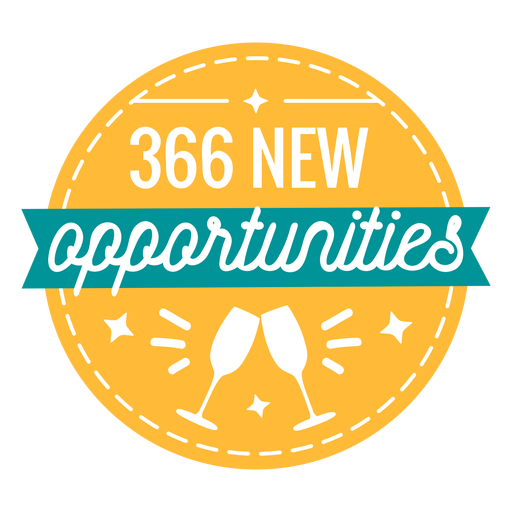 Etiqueta engomada de la insignia de cristal de 366 nuevas oportunidades Diseño PNG