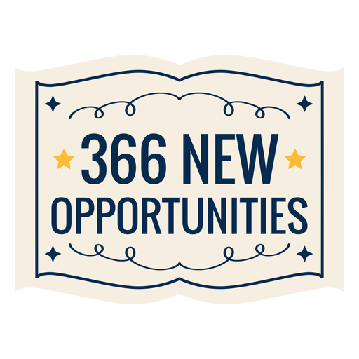 Etiqueta engomada de la insignia de estrella de 366 nuevas oportunidades Diseño PNG