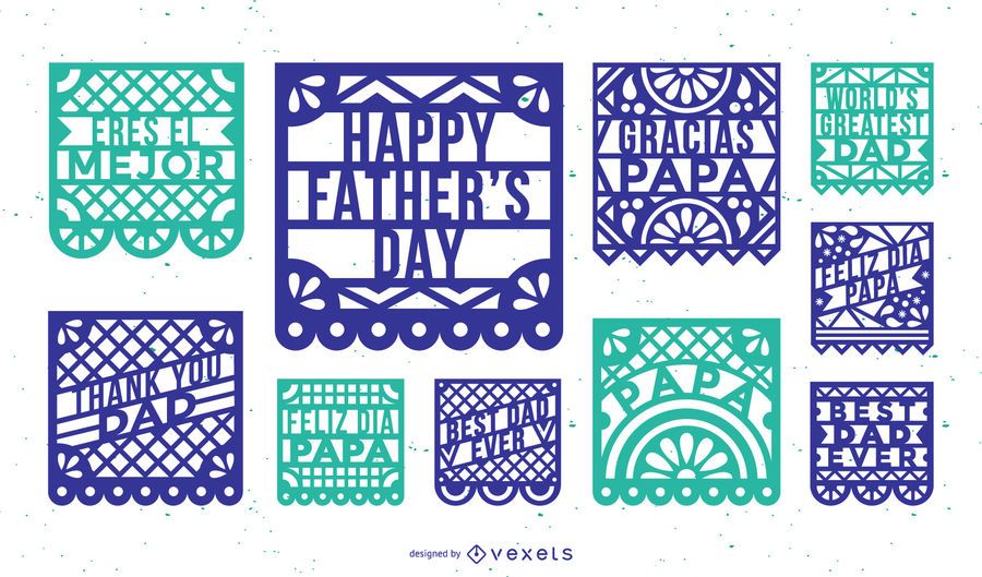 Father's day papel picado banner set Father's day papel picado banner set
