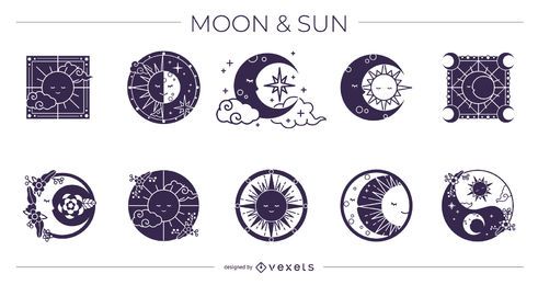 Moon and Sun Silhouette Design Pack Moon and Sun Silhouette Design Pack
