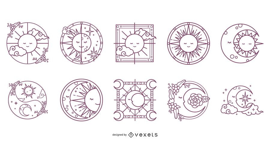 Moon and Sun Stroke Design Pack Moon and Sun Stroke Design Pack