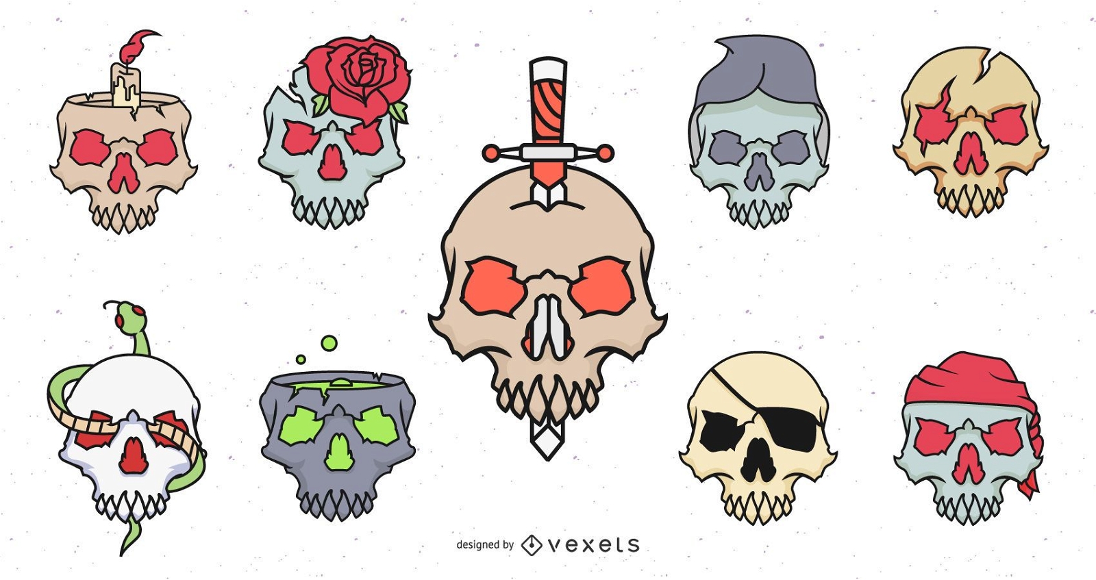Conjunto de Design Cool Skull