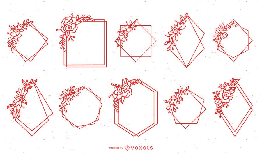 Pack de cuadros florales geométricos Pack de cuadros florales geométricos