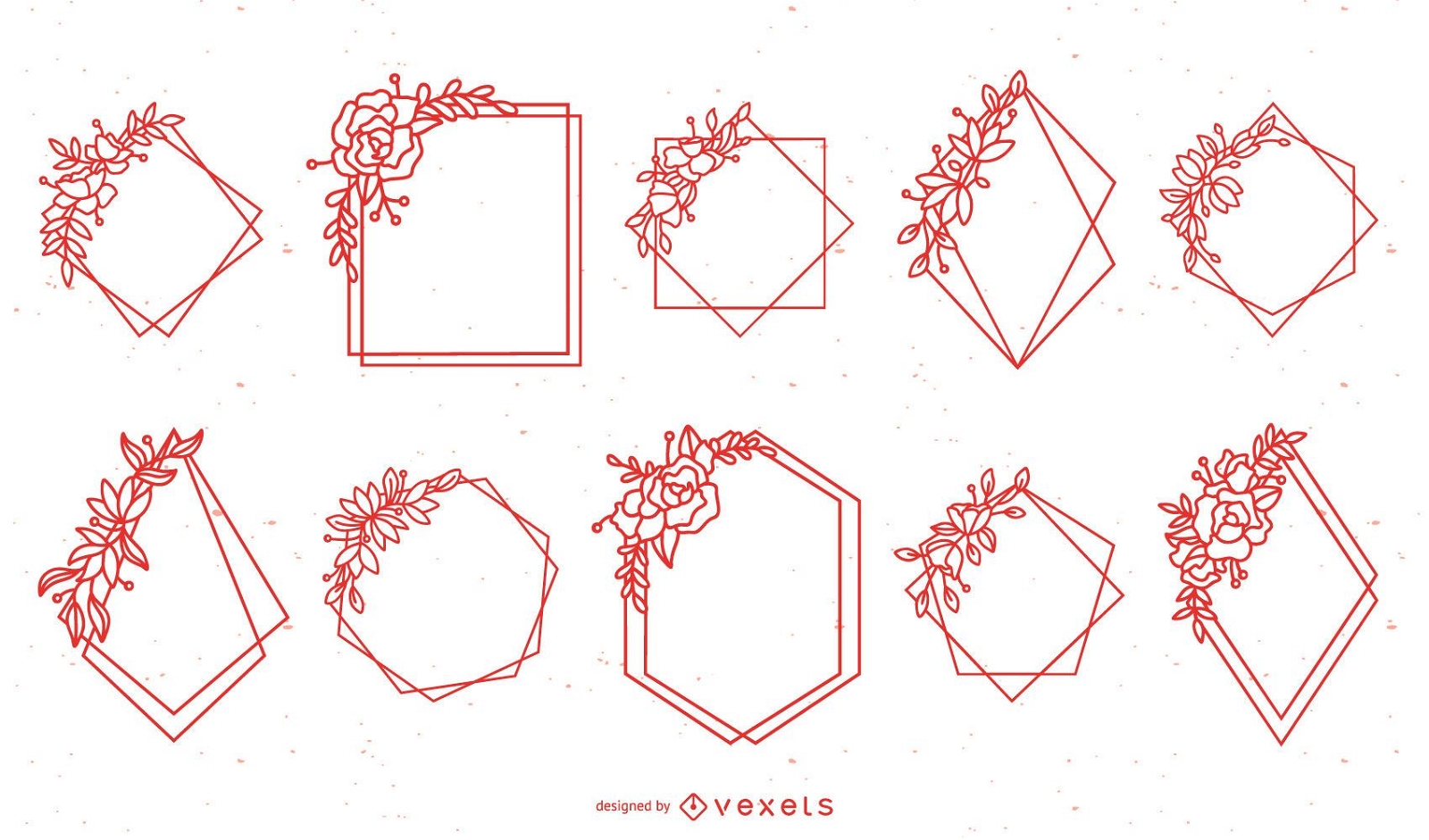 Geometrisches Blumenrahmenpaket