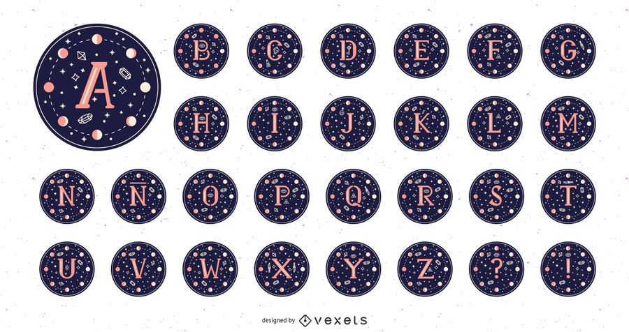 Paquete de diseño de Alphabet Moon Magic Paquete de diseño de Alphabet Moon Magic