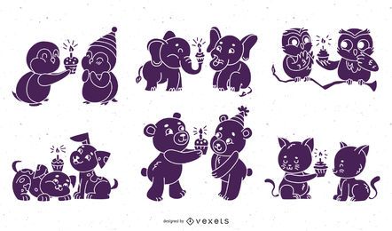 Cute birthday animals collection