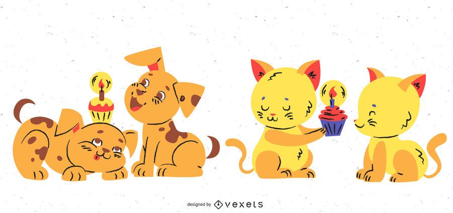 Conjunto de aniversário de animais fofos Conjunto de aniversário de animais fofos