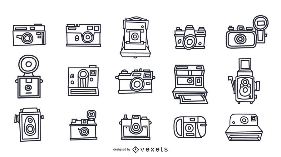 Vintage cameras stroke collection Vintage cameras stroke collection