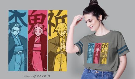 Diseño de camiseta Manga Characters Diseño de camiseta Manga Characters