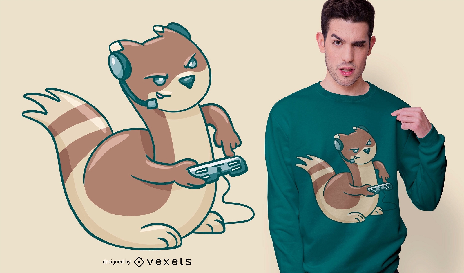 Gamer Ferret T-shirt Design
