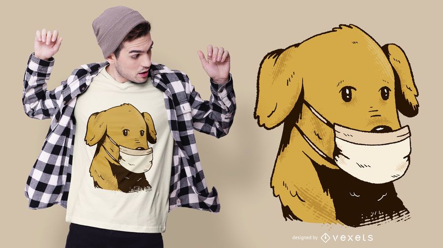 Diseño de camiseta de perro con mascarilla Diseño de camiseta de perro con mascarilla