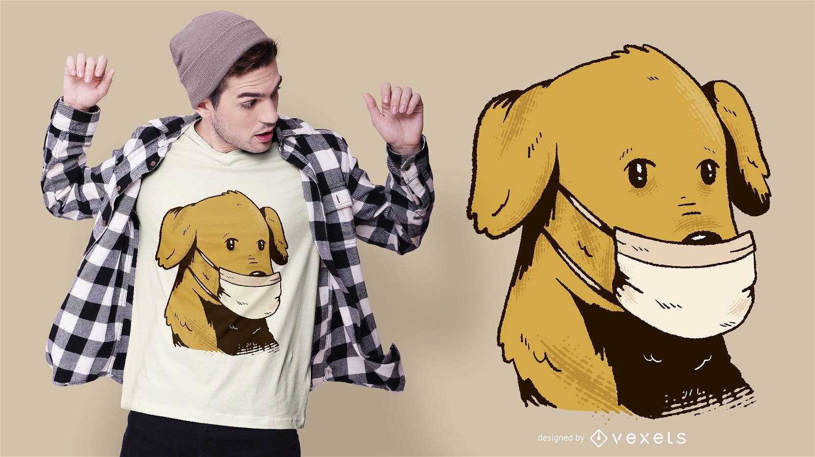 Hund mit Gesichtsmaske T-Shirt Design