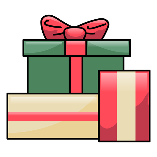 Box gift bow flat christmas PNG Design