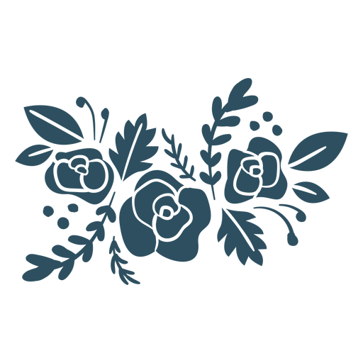 Detaillierte Silhouette des Zweigblumenblattes PNG-Design