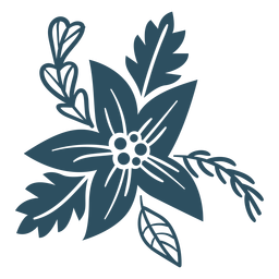 Rama hoja flor baya silueta detallada Diseño PNG