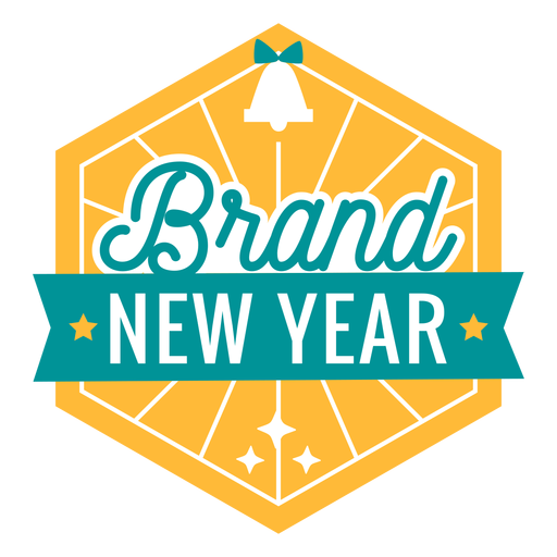 Brand new year badge bell badge sticker PNG Design