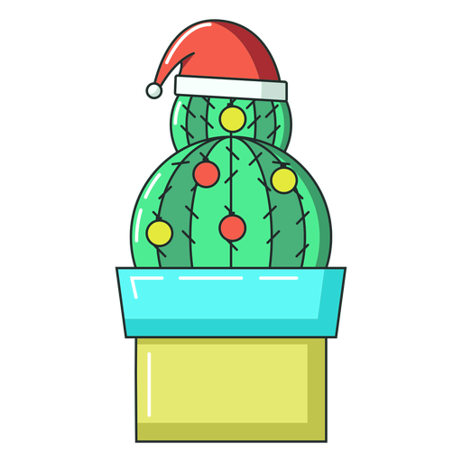 Cactus ball hat pot flat PNG Design