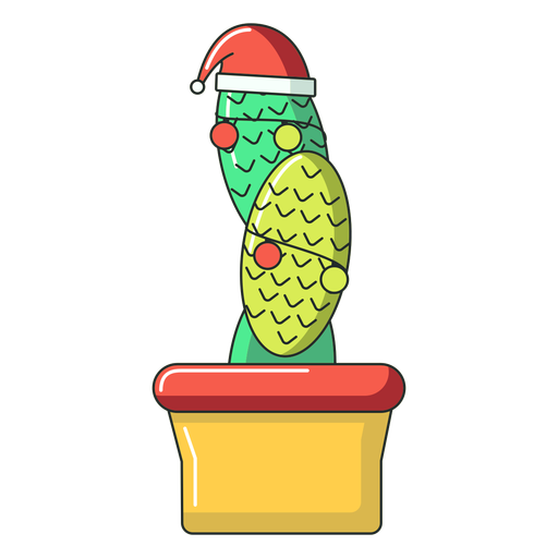 Cactus ball pot hat flat PNG Design