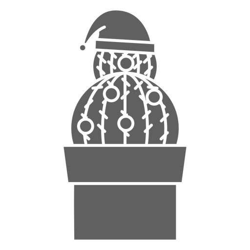 Cactus hat ball pot detailed silhouette PNG Design