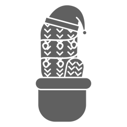Silueta detallada de maceta de sombrero de cactus Diseño PNG
