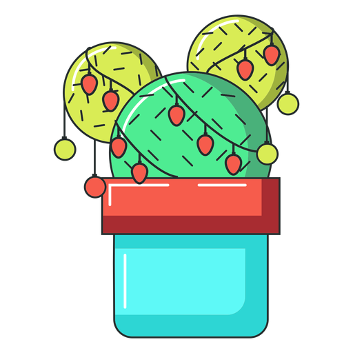Bola de maceta de cactus plana Diseño PNG