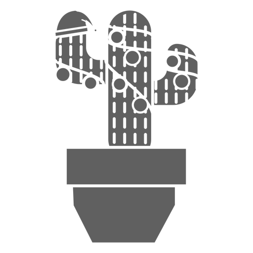 Silueta detallada de sombrero de bola de maceta de cactus Diseño PNG