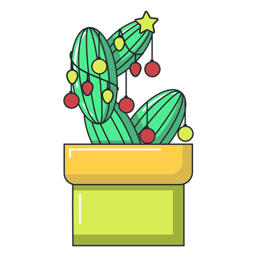 Cactus Pot Star Ball flach PNG-Design
