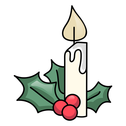 Candle winterberry flat PNG Design