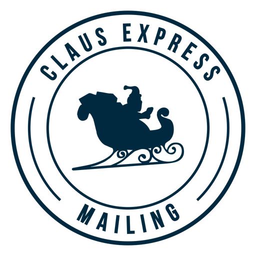 Claus express mailing sleigh badge sticker PNG Design