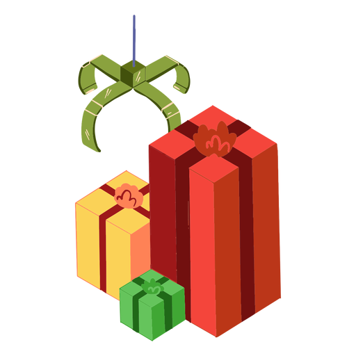 Crane box gift bow isometric PNG Design
