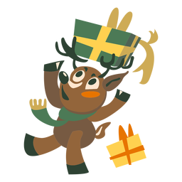 Ciervo caja de regalo plana Diseño PNG
