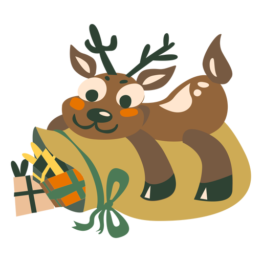 Deer sack gift flat PNG Design