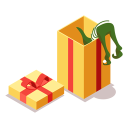 Caja de regalo de elfo arco isométrico Diseño PNG