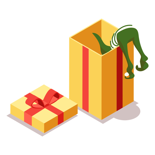Elf bow box gift isometric PNG Design