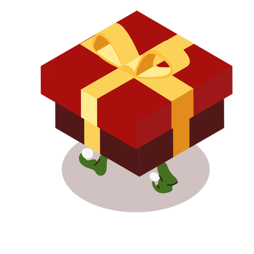 Elf box bow gift isometric PNG Design