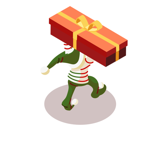 Elf box gift bow isometric PNG Design